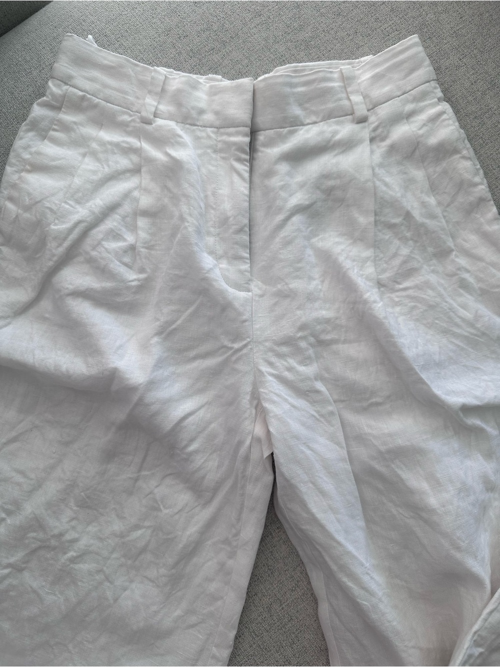 Aritzia Babaton Women’s White Pleated Wide-Leg Linen Trouser Pant Sz 0 - Picture 2 of 4